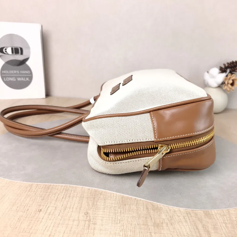 Miumiu Top Handle Bag Beau Brown Canvas · Calfskin Large 34 × 10 × 20 cm — detail view 3 of 12