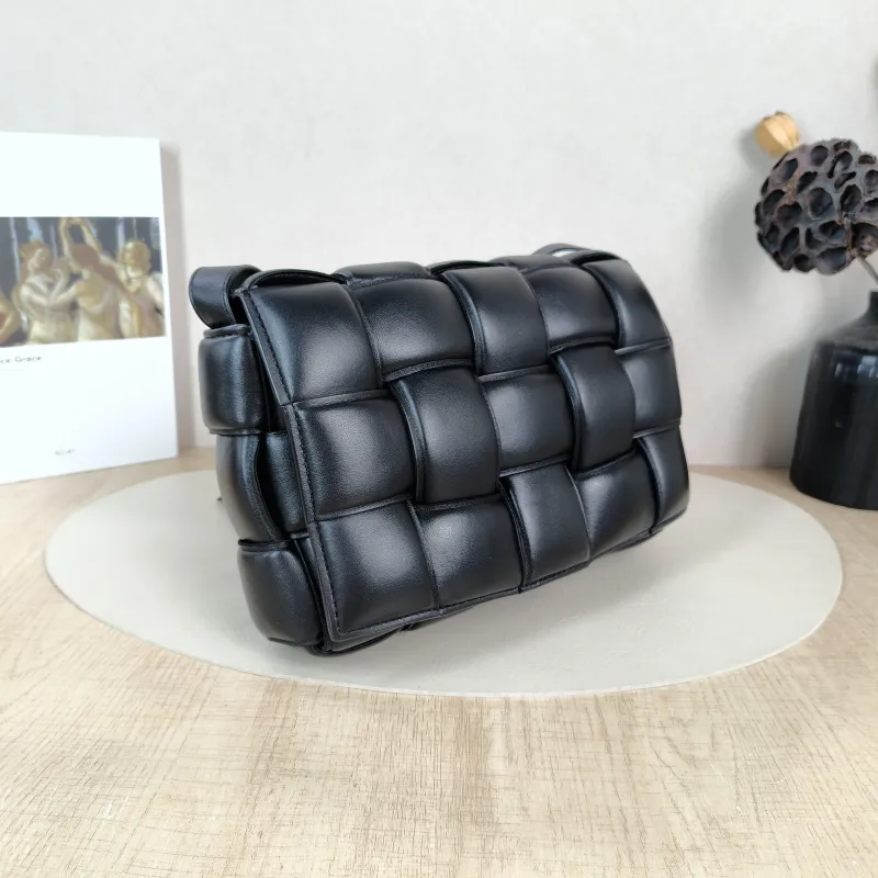 Bottega Veneta Crossbody Bag Padded Cassette Woven Black Lambskin Medium 26 × 8 × 18 cm — cover view 4 of 6