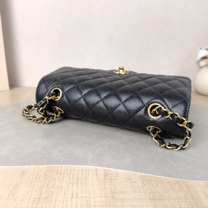 Chanel Crossbody Bag Classic Flap CF Black Grained Calfskin Small 23 × 6 × 14.5 cm — detail view 1 of 13