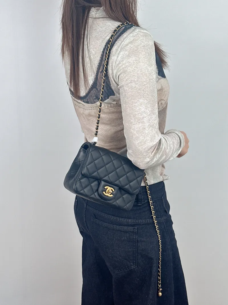 Chanel Crossbody Bag Black Lambskin One Size17 × 8 × 13.5 cm — on-model view 1 of 2