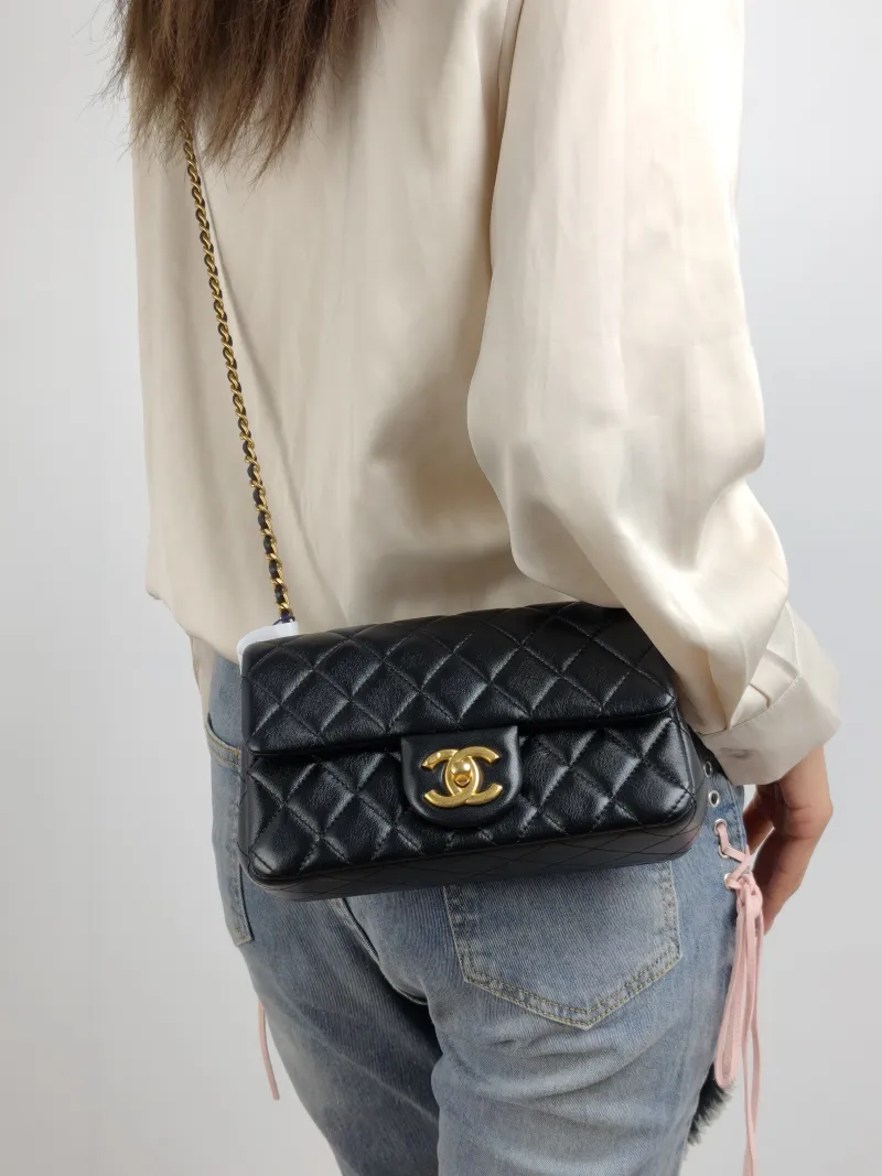 Chanel Crossbody Bag 25b c mini Black Lambskin mini 20 × 6 × 12 cm — on-model view 1 of 2