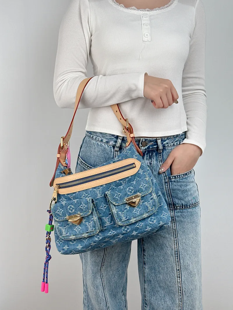 Louis Vuitton Shoulder Bag Baggy hobo Shoulder Bag Blue One Size 30 × 13 × 22 cm — on-model view 2 of 2