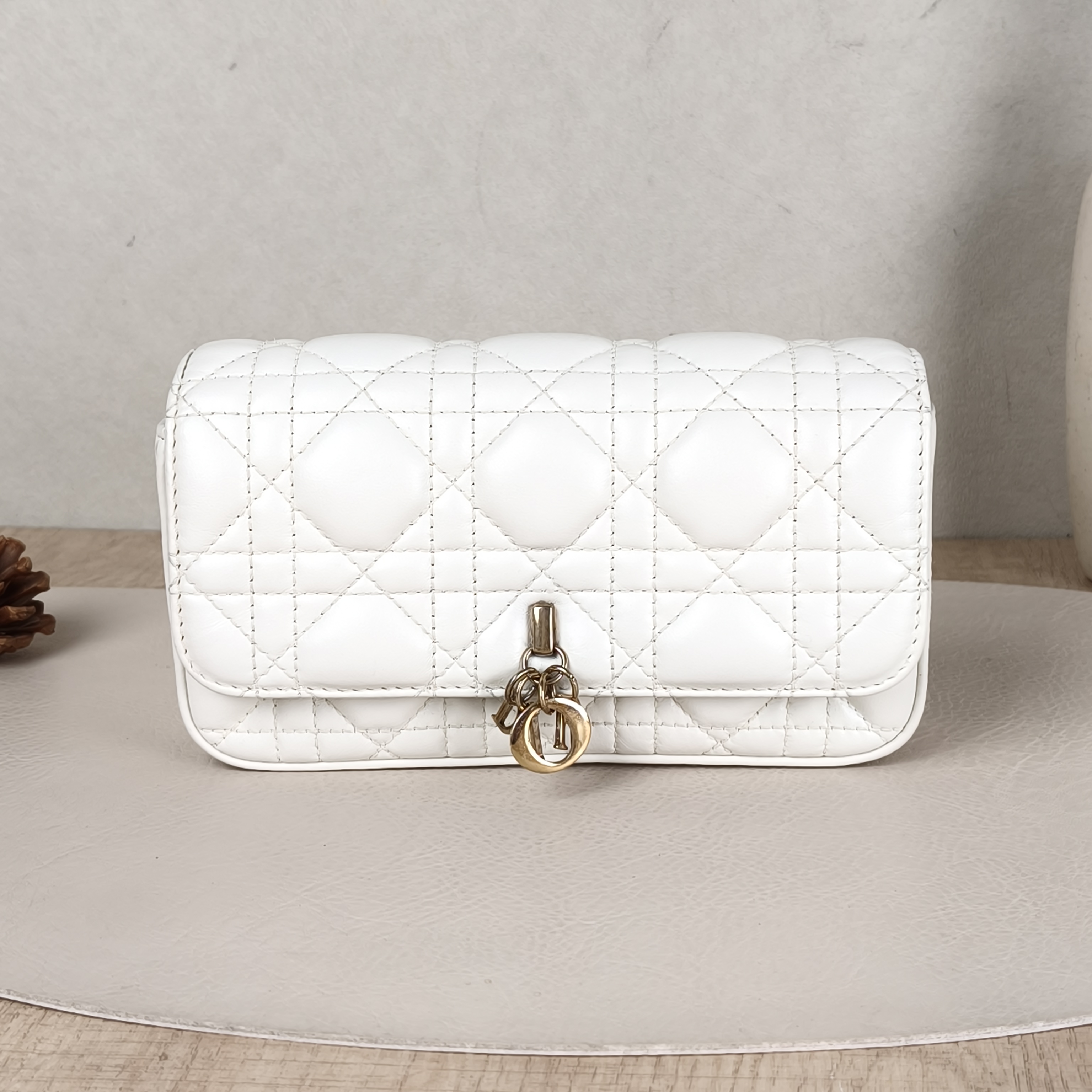DIOR Crossbody Bag My Chain Bag White Lambskin18 × 3.5 × 10 cm