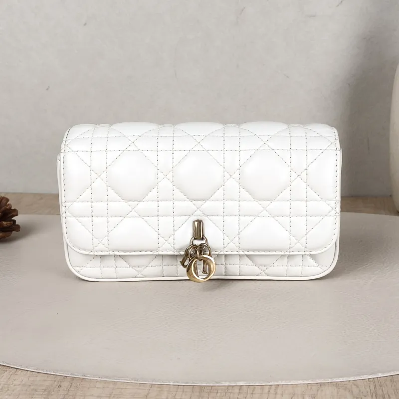 DIOR Crossbody Bag My Chain Bag White Lambskin18 × 3.5 × 10 cm