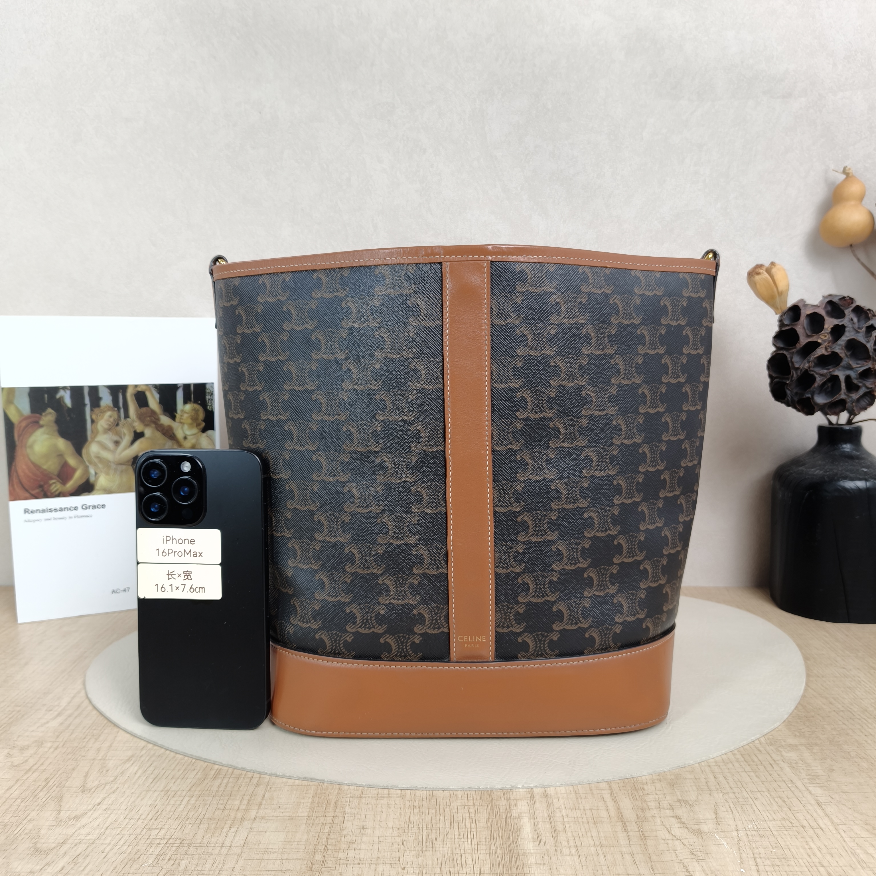 CELINE Crossbody Bag Triomphe Bucket Bag Monogram PVC Medium24 × 18 × 27 cm — cover view 4 of 5