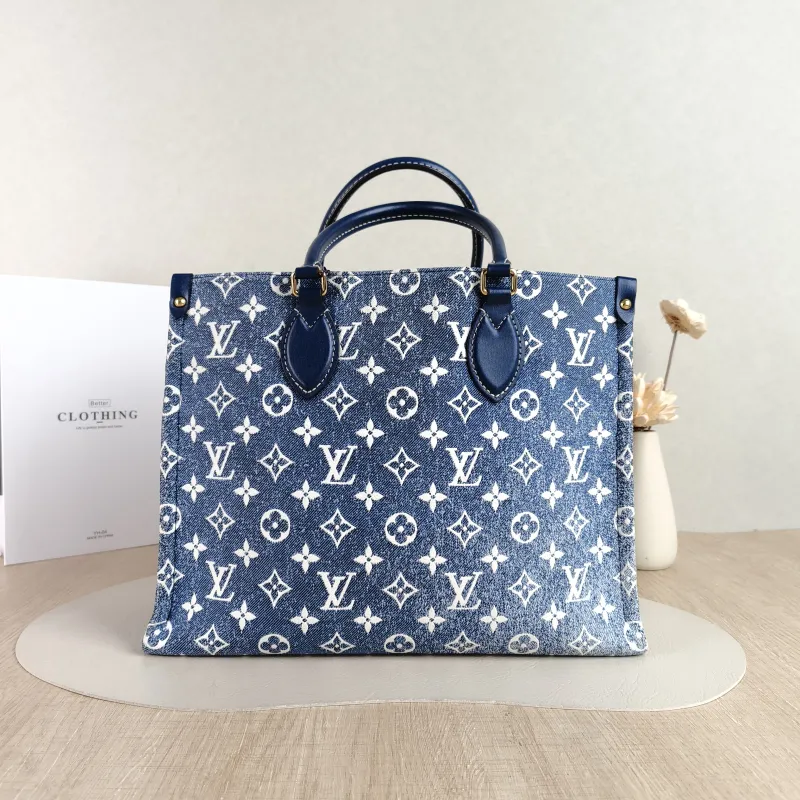 Louis Vuitton Shoulder Bag Onthego Medium Blue Medium 31 × 14 × 24 cm