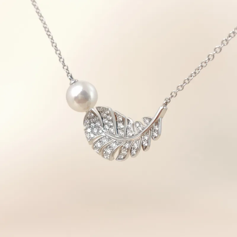 Chanel Necklace Plume Pavé Diamond Necklace White Gold Diamond18KW hite Gold One Size 40cm — cover view 5 of 10