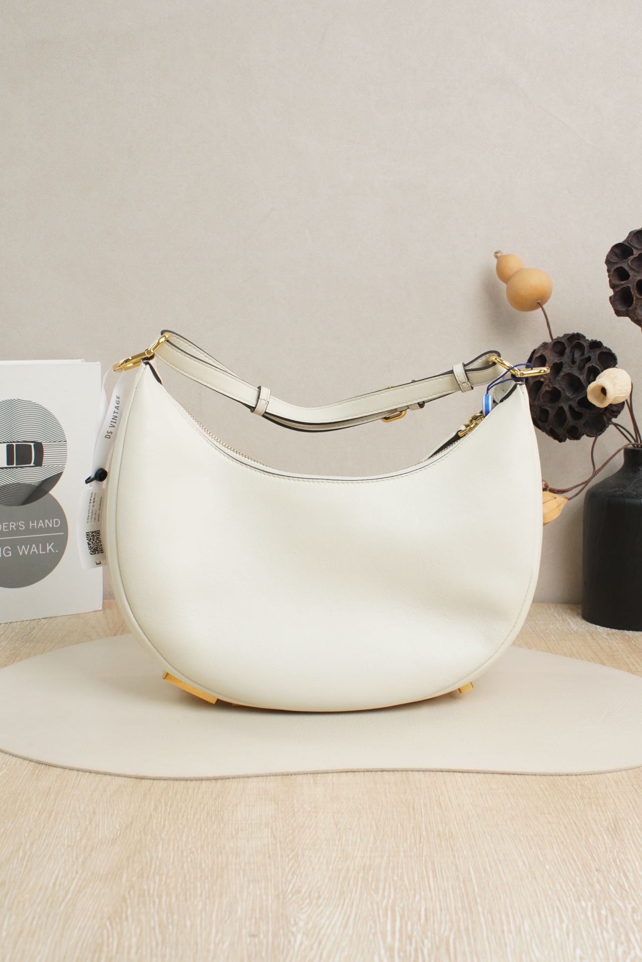 FENDI Top Handle Bag White Calfskin 29 × 10 × 24.5 cm