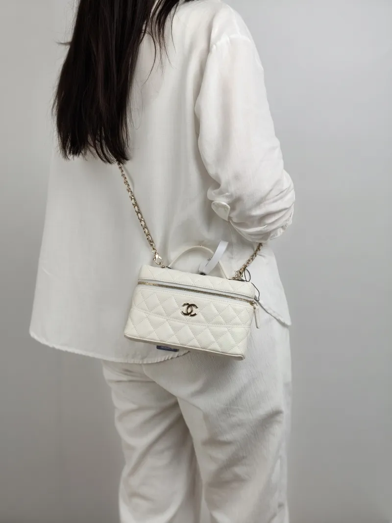 Chanel Crossbody Bag lp Box Bag Top Handle Crossbody Bag White Grained Calfskin 19 × 5 × 12 cm — on-model view 2 of 2