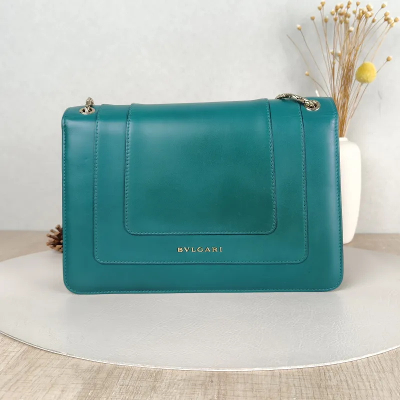 Bvlgari Crossbody Bag Serpenti Forever Collection Crossbody Bag Green Calfskin Medium27.5 × 7 × 18 cm — cover view 4 of 5