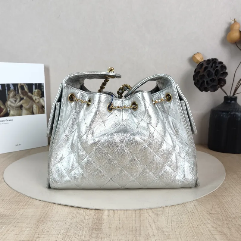 Chanel Shoulder Bag 25Bag Silver Grained Calfskin Small 26 × 14 × 30 cm — cover view 5 of 6