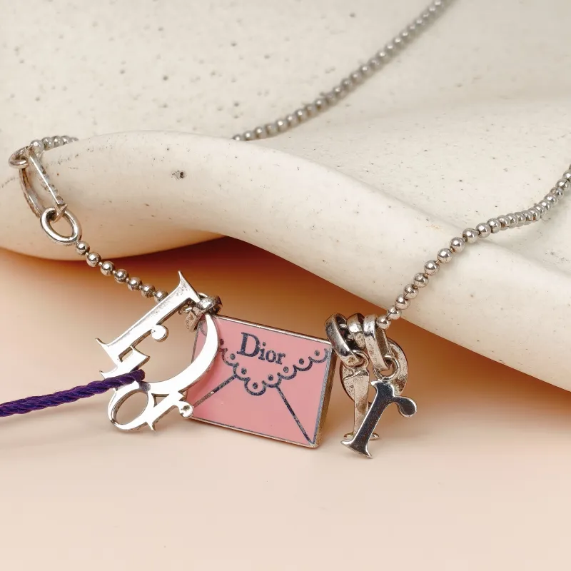 DIOR Necklace Pink logo Necklace Silver One Size42cm — cover view 2 of 9