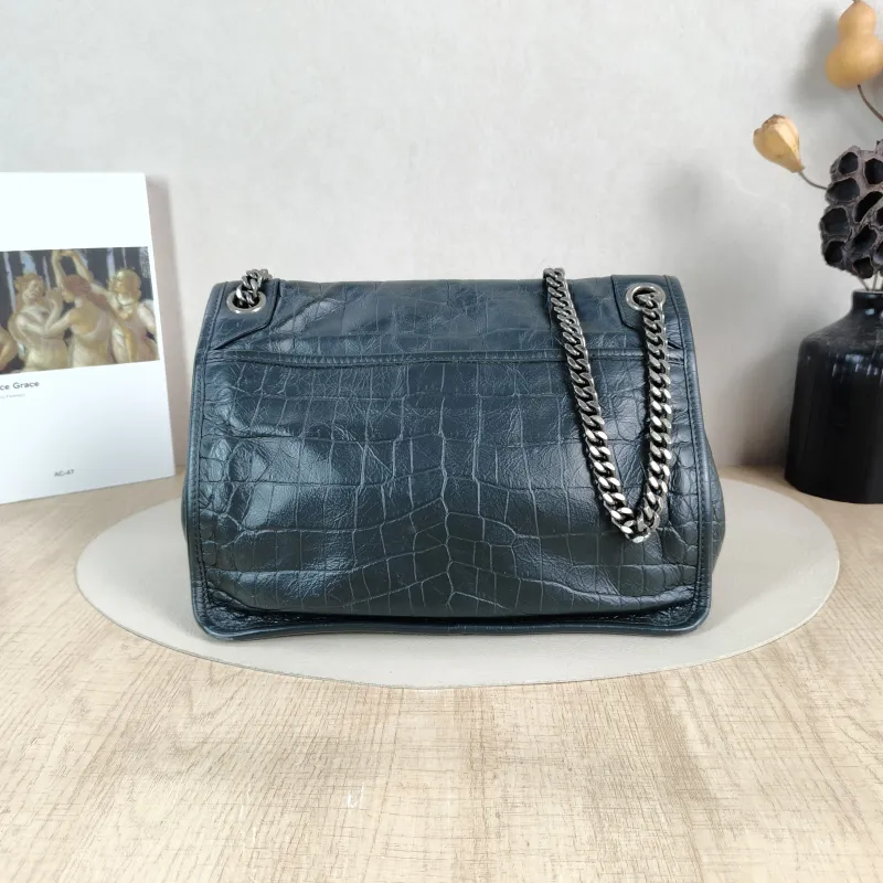 SAINT LAURENT Crossbody Bag Niki D Green Waxed Leather Medium 28 × 8.5 × 20 cm — cover view 3 of 5