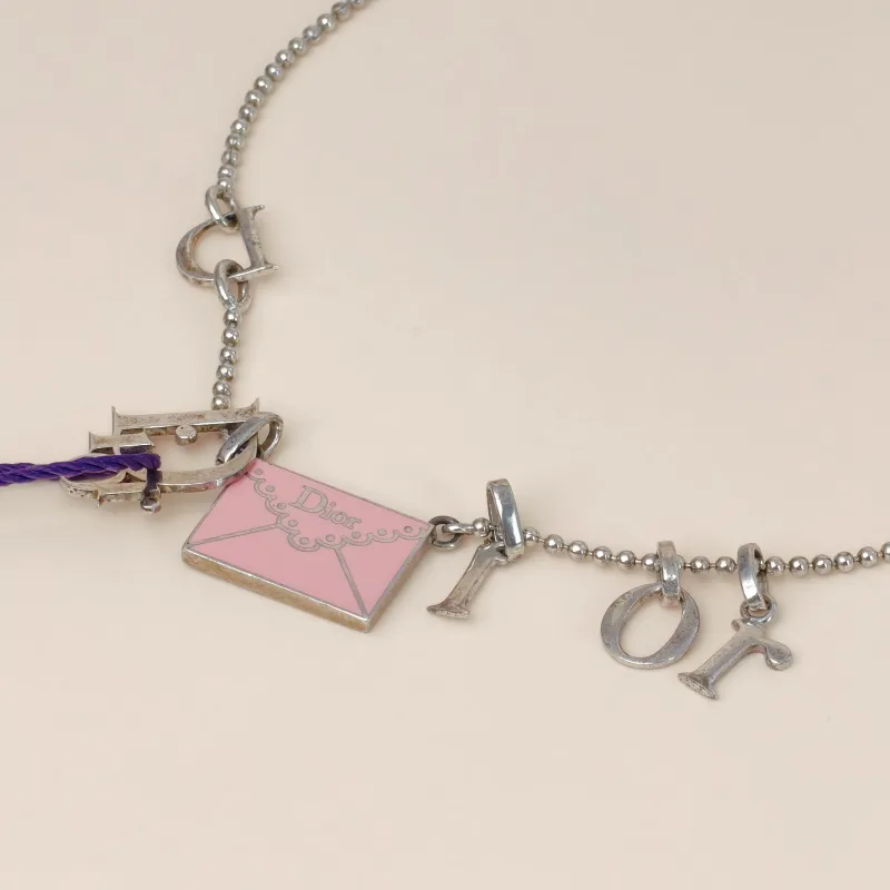 DIOR Necklace Pink logo Necklace Silver One Size42cm — cover view 8 of 9