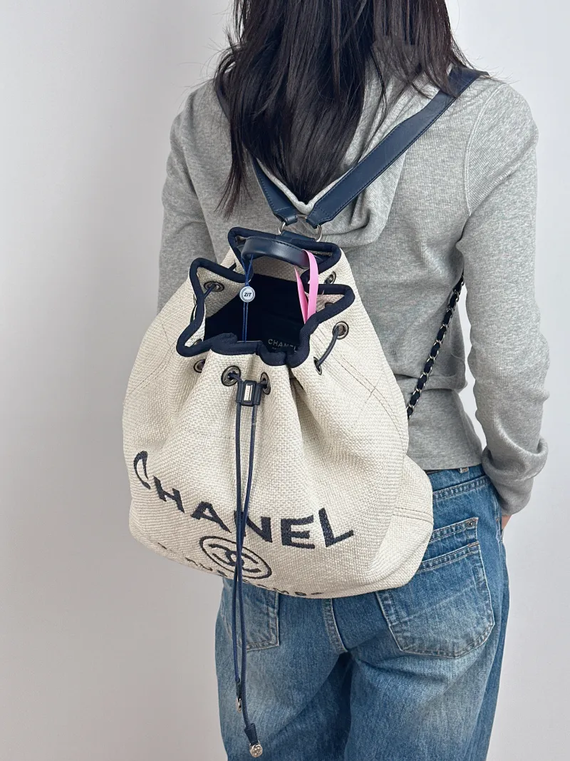 Chanel Backpack Backpack White Blue One Size 33 × 12 × 39 cm 23 — on-model view 1 of 2