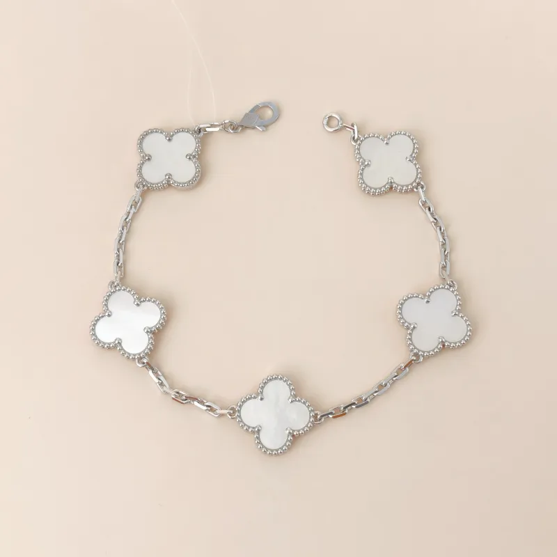Van Cleef & Arpels Bracelet Alhambra Alhambra Collection Five-Motif Bracelet Pearl · White Mother-of-Pearl 18KW hite Gold Vintage Small 19cm
