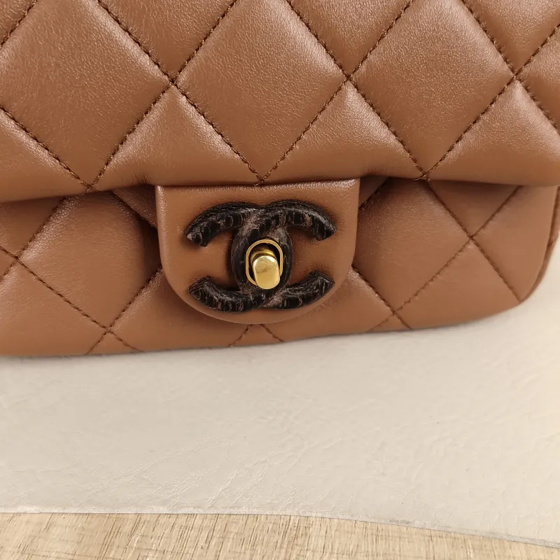 Chanel Crossbody Bag CF Mini Brown Lambskinmini17 × 6 × 12 cm — detail view 3 of 13