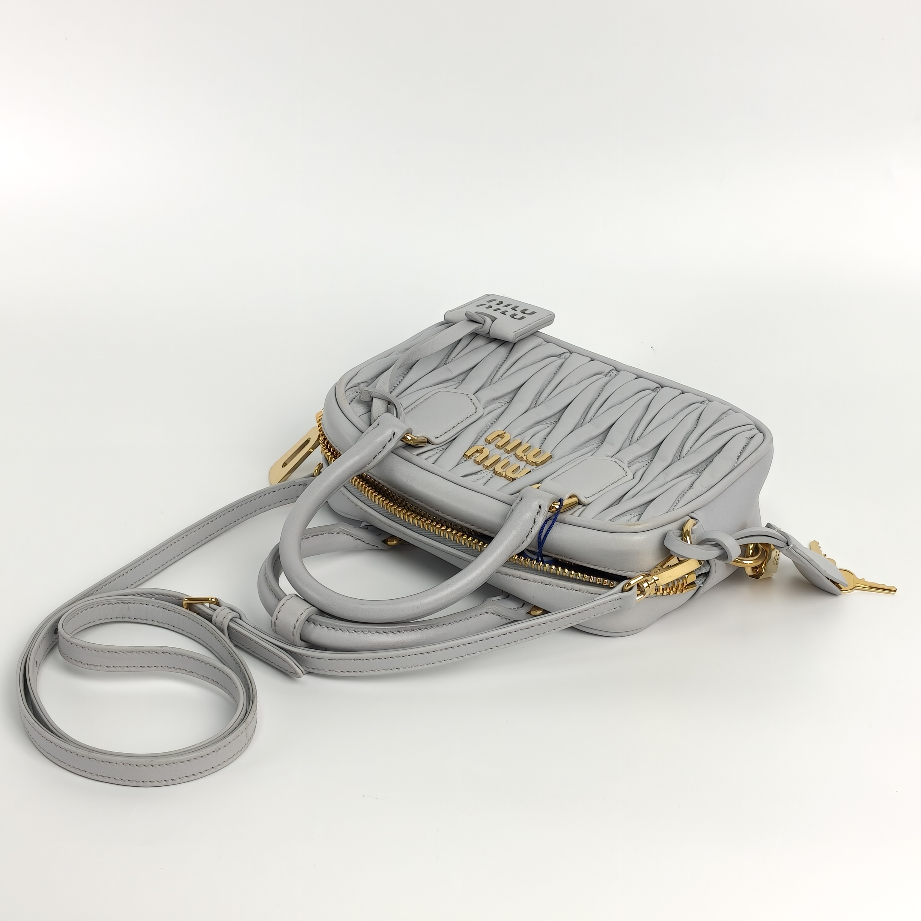 Miumiu Top Handle Bag Arcadie MatelasséCollection Edition Grey Lambskin Small19 × 6 × 13 cm — cover view 9 of 9