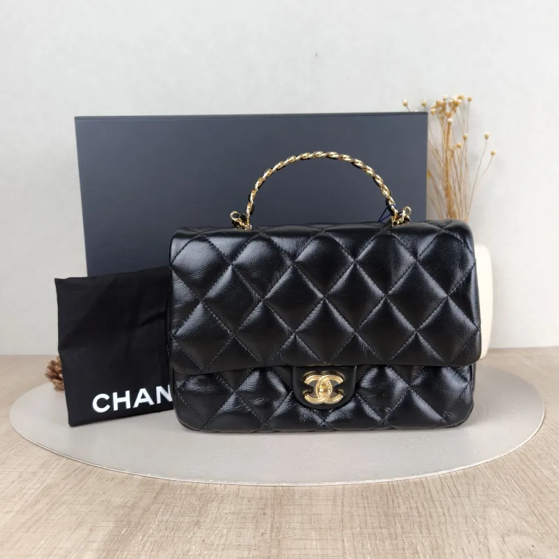 Chanel Crossbody Bag 23a Black SL ambskin Medium 25 × 10 × 16 cm — cover view 6 of 6