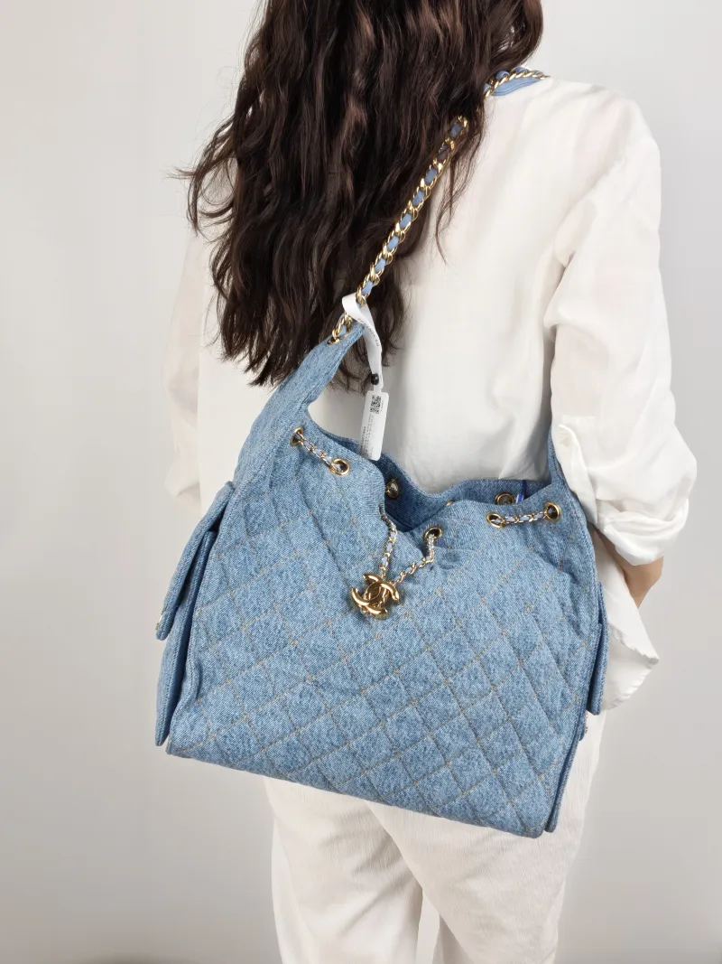 Chanel Shoulder Bag 25Bag Blue Medium 30 × 15 × 40 cm — on-model view 2 of 2