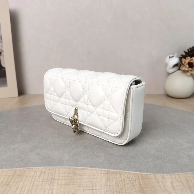 DIOR Crossbody Bag My Chain Bag White Lambskin One Size 18 × 3.5 × 10 cm — cover view 4 of 6