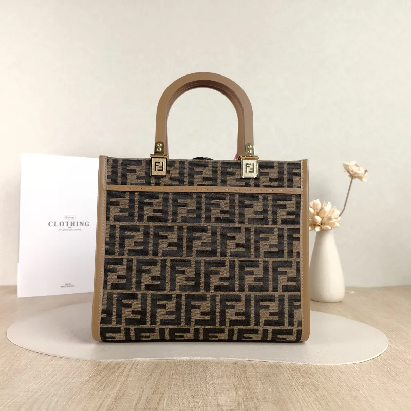 FENDI Crossbody Bag Sunshine Shopping Tote Monogram Canvas Small 25.5 × 12 × 22.5 cm — cover view 3 of 5
