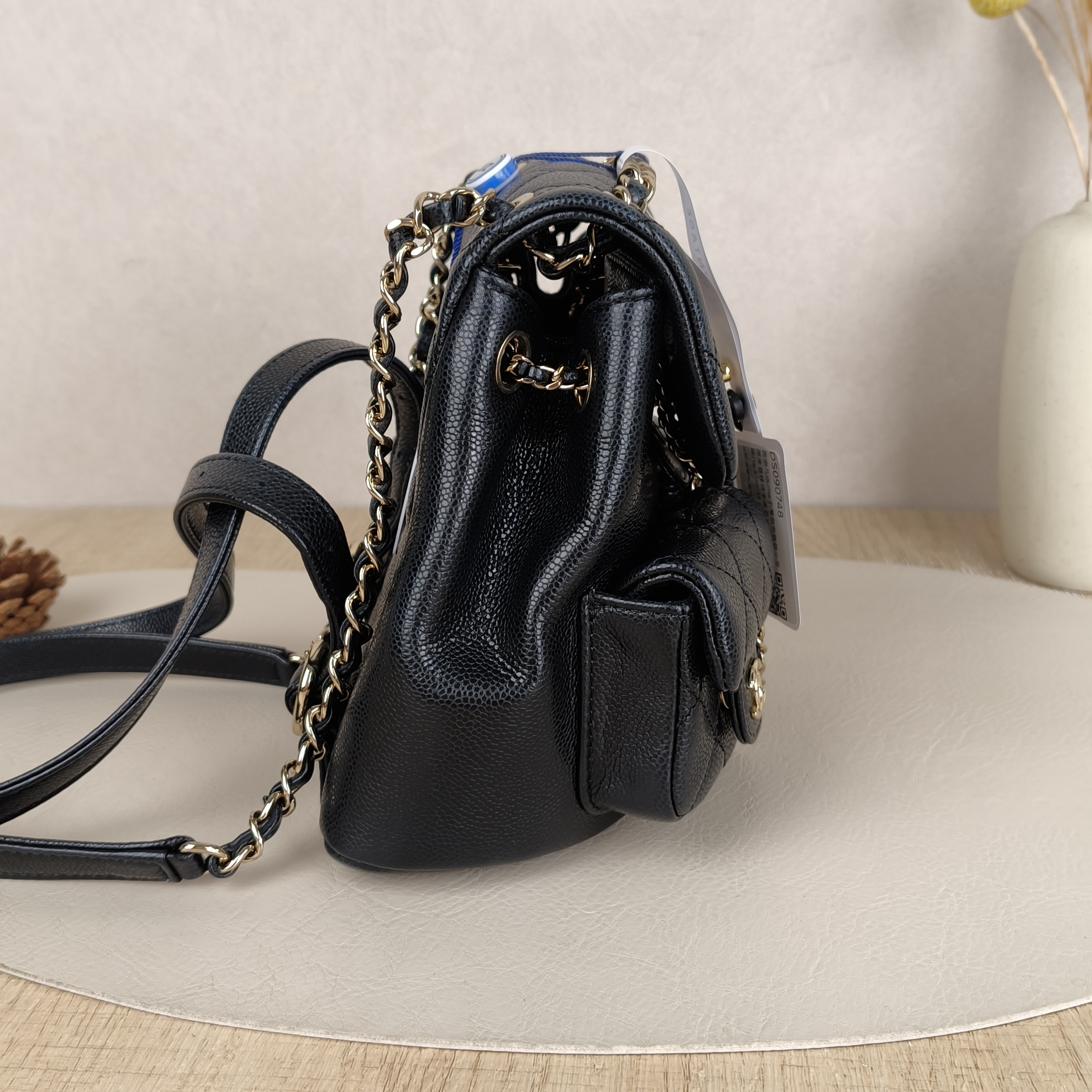 Chanel duma Small Black with Gold-Tone Hardware Grained Calfskin Microchip Edition · Box Dust Bag · 16.5 × 10 × 17.5 cm — cover view 5 of 9