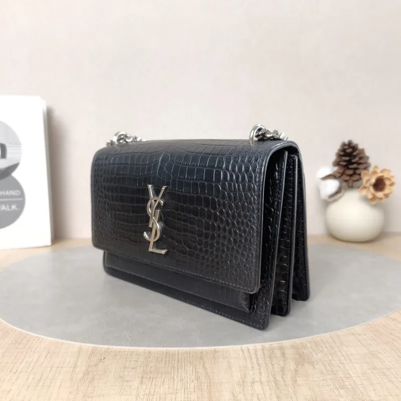 SAINT LAURENT Crossbody Bag SUNSET Black CC alfskin Medium22 × 6.5 × 16 cm Leather Tag — cover view 2 of 5