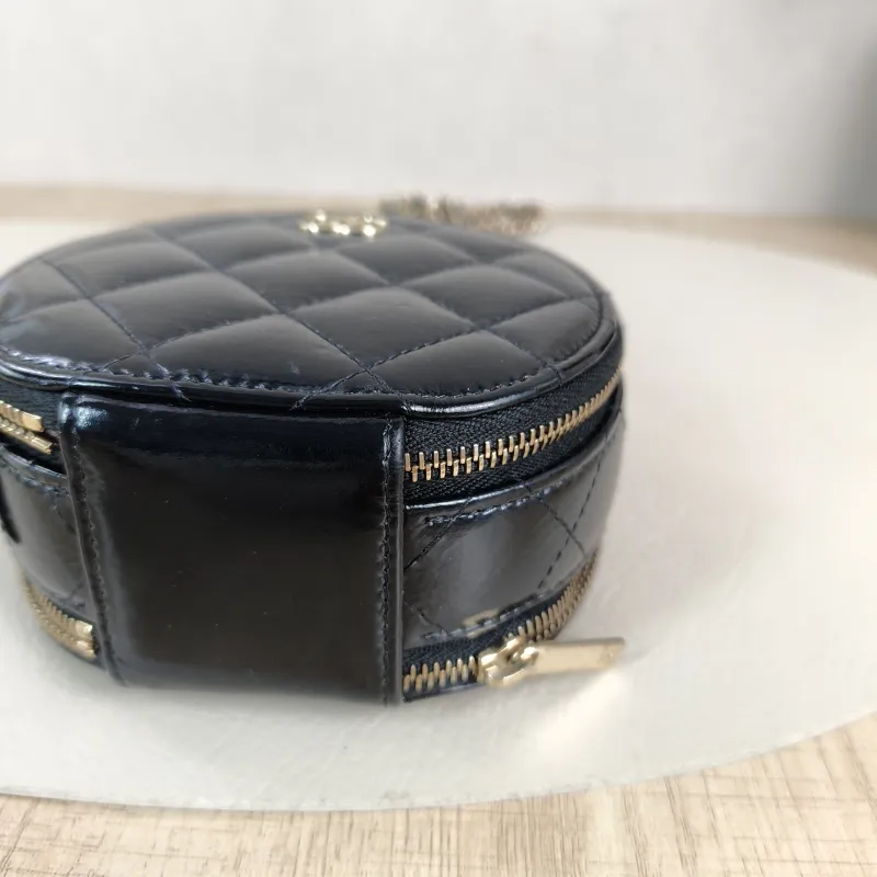 Chanel Crossbody Bag Crossbody Bag Black with Gold-Tone Hardware Waxed Leather Mini 12 × 5.5 × 11 cm — detail view 7 of 12