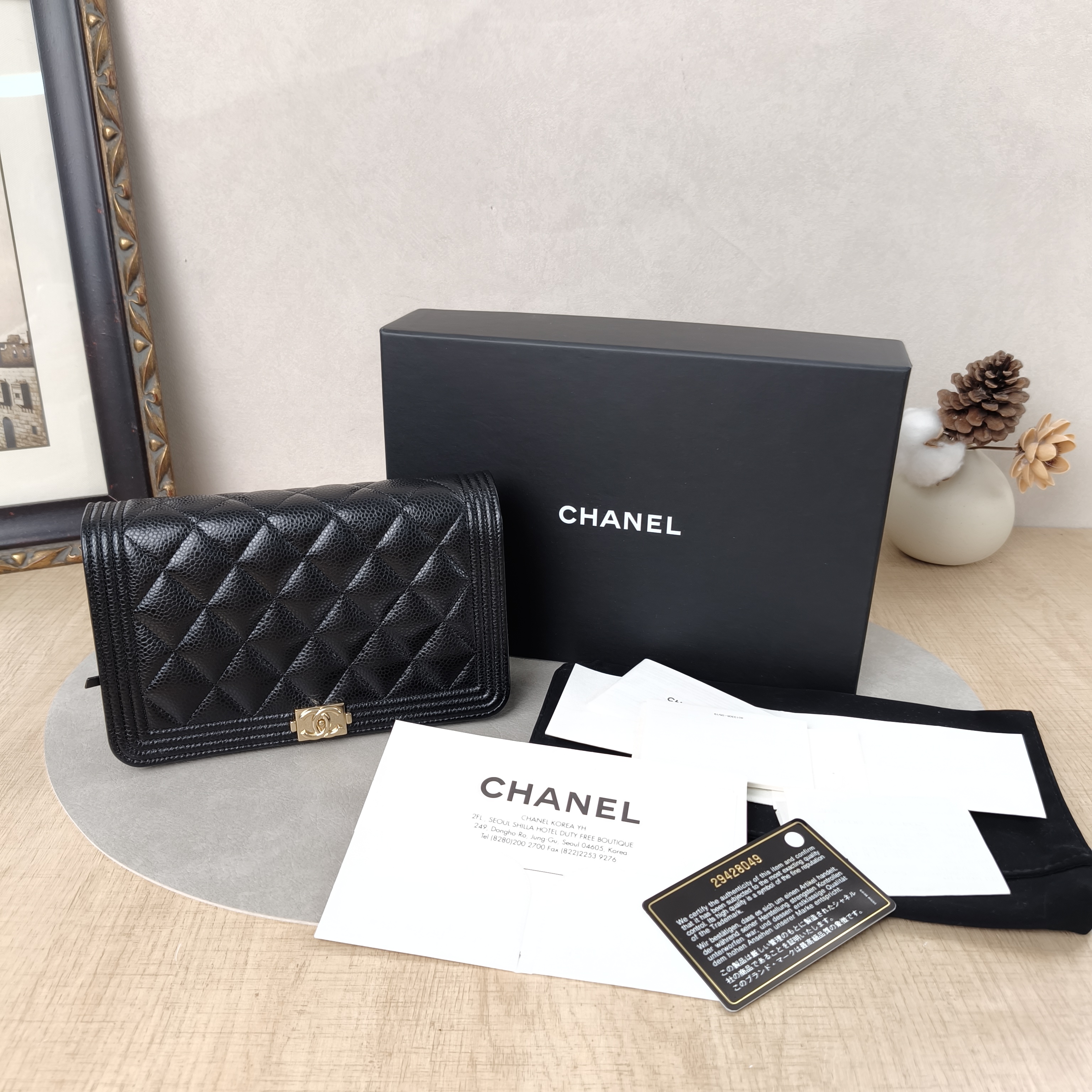 Chanel Crossbody Bag Le Boy WOC Black Grained Calfskinmini19.2 × 3.5 × 12.3 cm — cover view 5 of 6