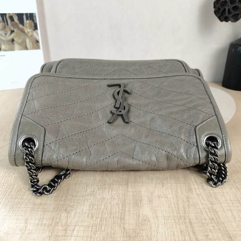 SAINT LAURENT Crossbody Bag Niki D Waxed Leather Medium 28 × 8.5 × 20 cm — detail view 8 of 12
