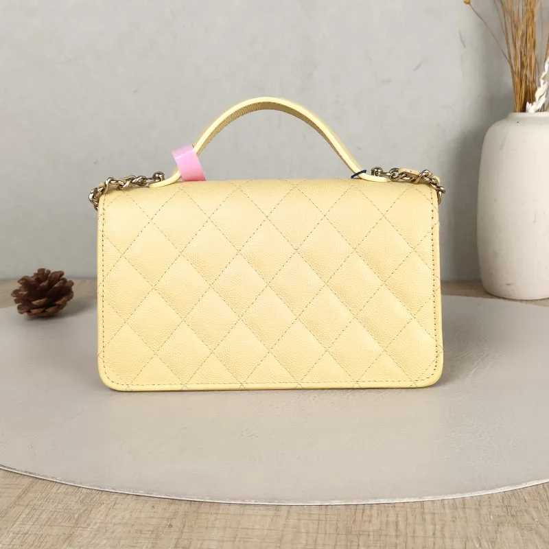 Chanel Crossbody Bag Yellow Grained Calfskin One Size 19 × 7 × 11.5 cm — cover view 2 of 5