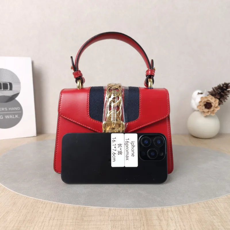GUCCI Crossbody Bag Sylvie Edition Red Calfskinmini20 × 8 × 14 cm — cover view 5 of 5