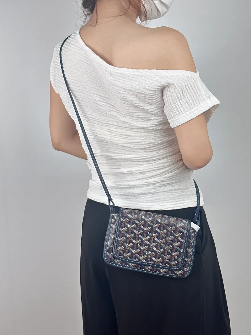 GOYARD Crossbody Bag PLUMET Blue PVC One Size 20.5 × 2.5 × 14 cm — on-model view 1 of 2