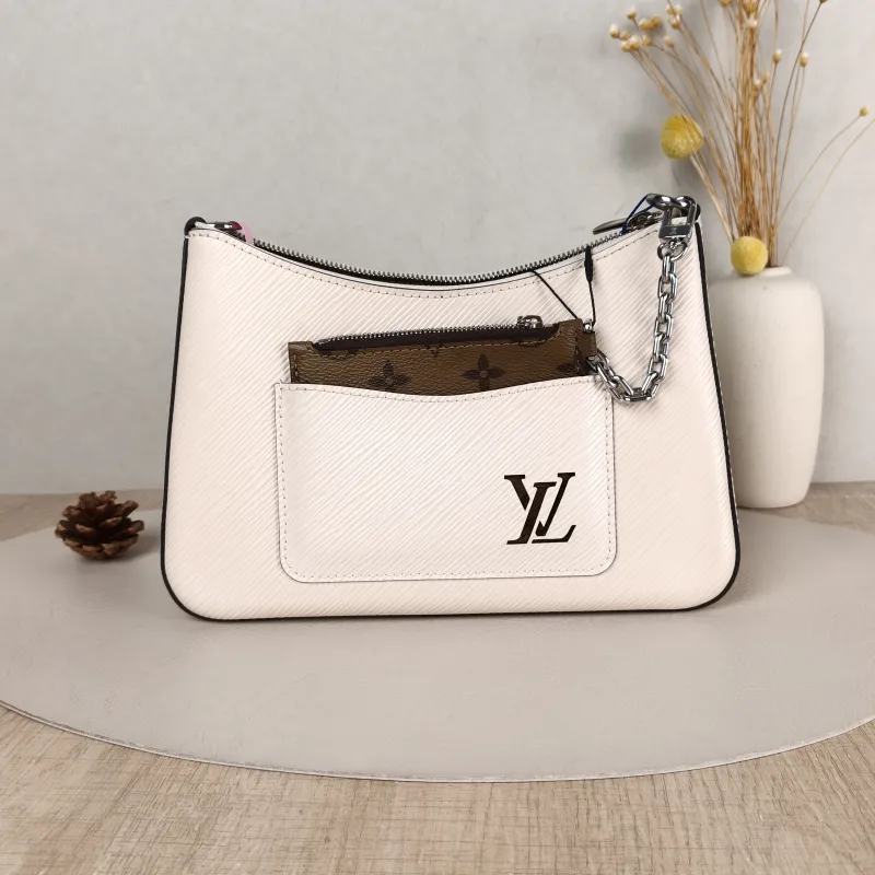Louis Vuitton Crossbody Bag MARELLE White Epi Embossed Calfskin Small 25 × 8 × 15 cm