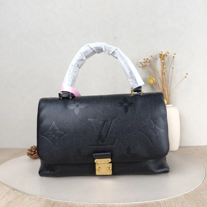 Louis Vuitton Crossbody Bag MADELEINE Black Monogram Empreinte Embossed Calfskin Medium 30 × 11 × 19.5 cm