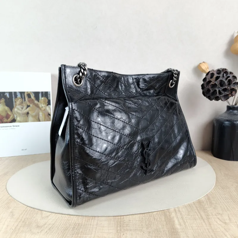SAINT LAURENT Shoulder Bag NIKI SHOPPING Shopping Tote Black Waxed Leather Medium33 × 11.5 × 27 cm — cover view 4 of 6