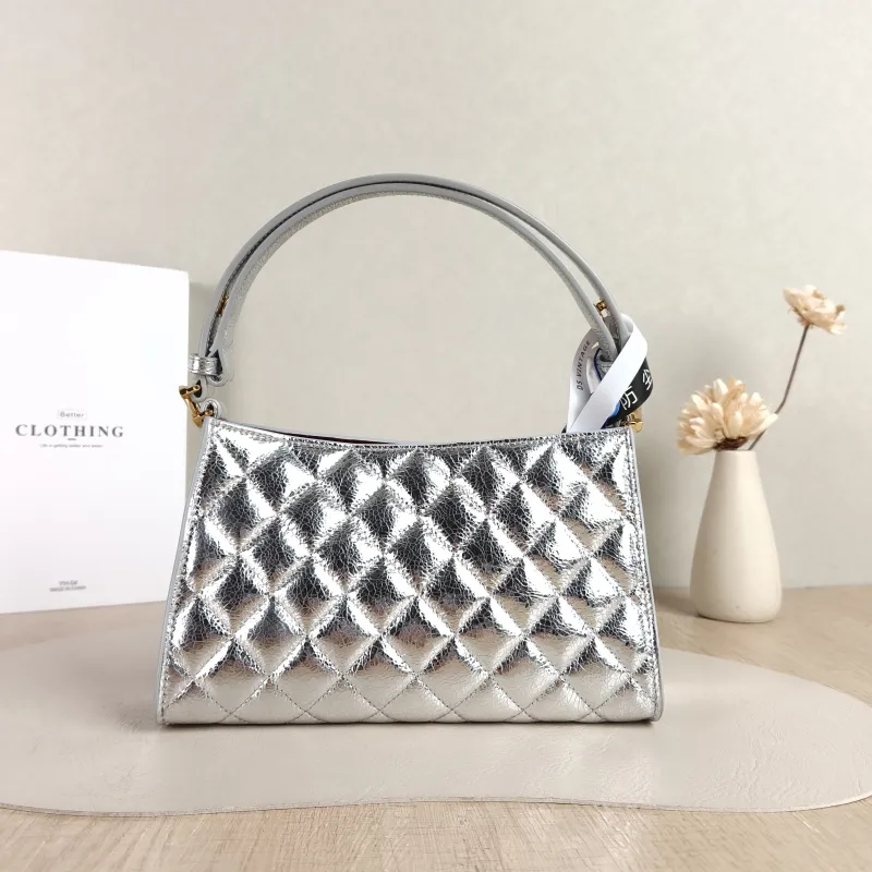 Chanel Shoulder Bag Silver Waxed Leather One Size 23 × 7 × 14 cm — cover view 5 of 5