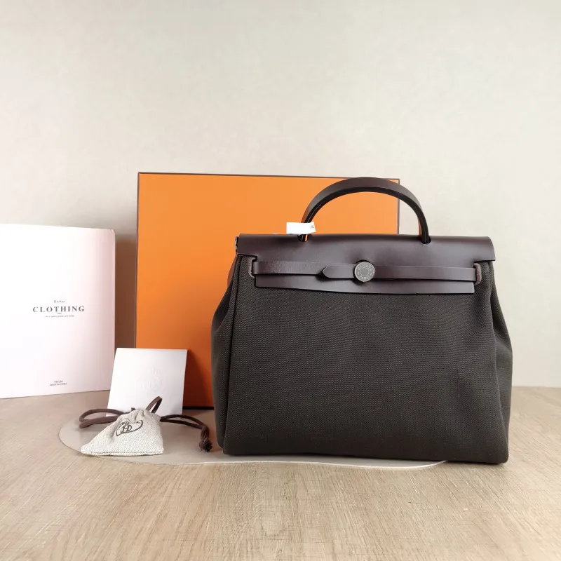 Hermès Crossbody Bag Herbag 31 Colorblock Canvas · Calfskin Medium 30.5 × 11 × 25.5 cm w — cover view 5 of 5