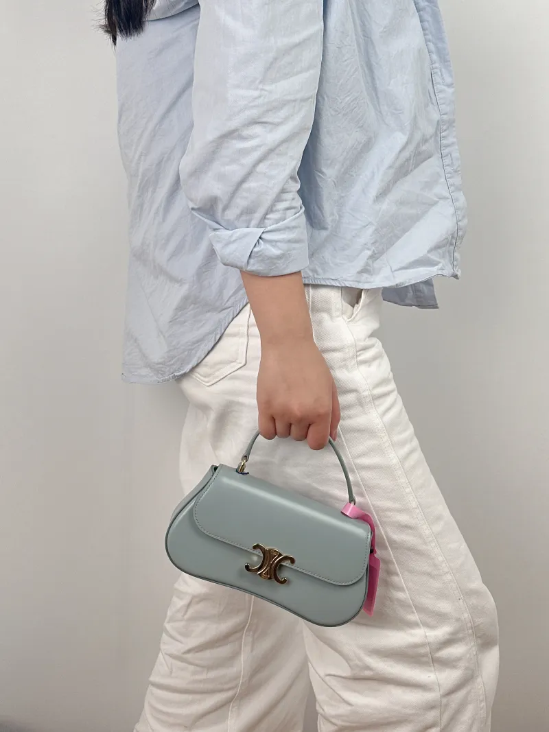 CELINE Crossbody Bag teen lola Crossbody Bag Blue Calfskin One Size 20 × 5 × 11.5 cm — on-model view 2 of 2