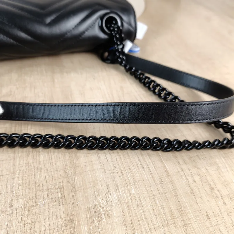 GUCCI Crossbody Bag GG Marmont So Black Marmont So Black Black CC alfskin Small 22 × 6 × 13 cm — detail view 11 of 11
