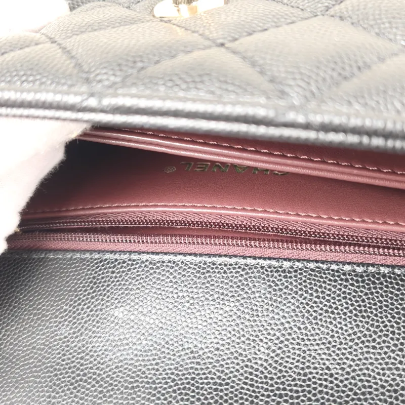 Chanel Top Handle Bag Coco Handle​ Black Grained Calfskin Small 24 × 10 × 14 cm — detail view 13 of 14