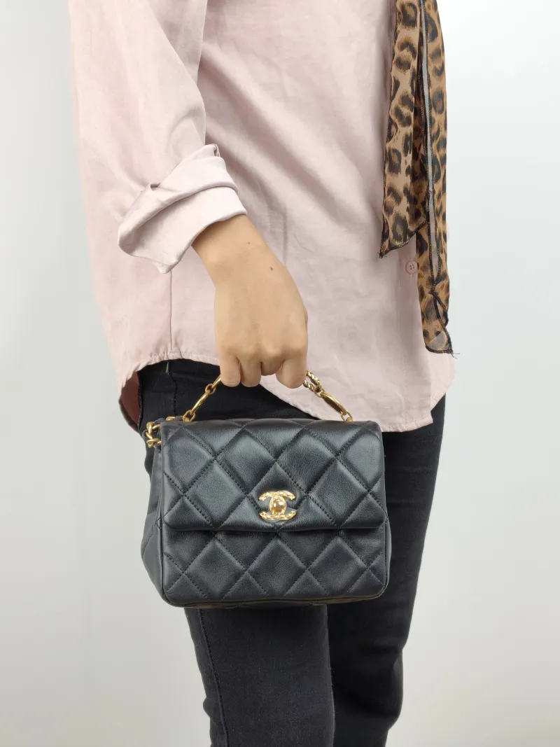 Chanel Crossbody Bag Black Calfskin 18 × 6.5 × 15 cm — on-model view 2 of 2