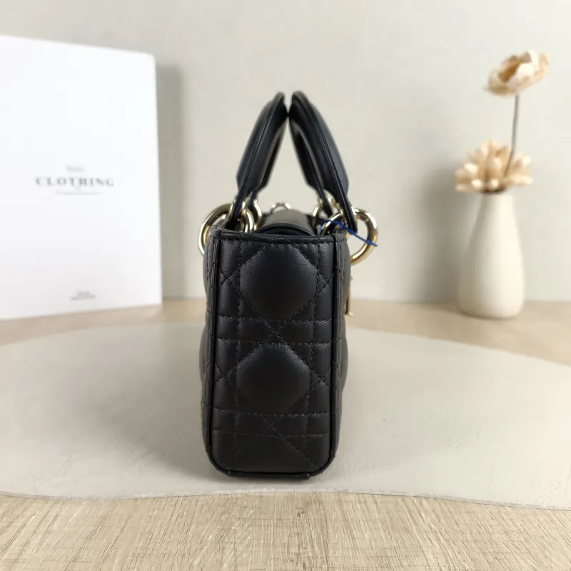 DIOR Top Handle Bag Lady D-Joy Black Lambskin Small 22 × 6 × 11 cm — detail view 8 of 10