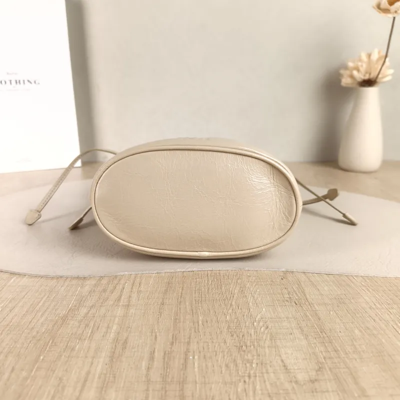 Miumiu Crossbody Bag Bucket Bag Taupe Calfskin 15.5 × 8.5 × 18 cm — cover view 4 of 5