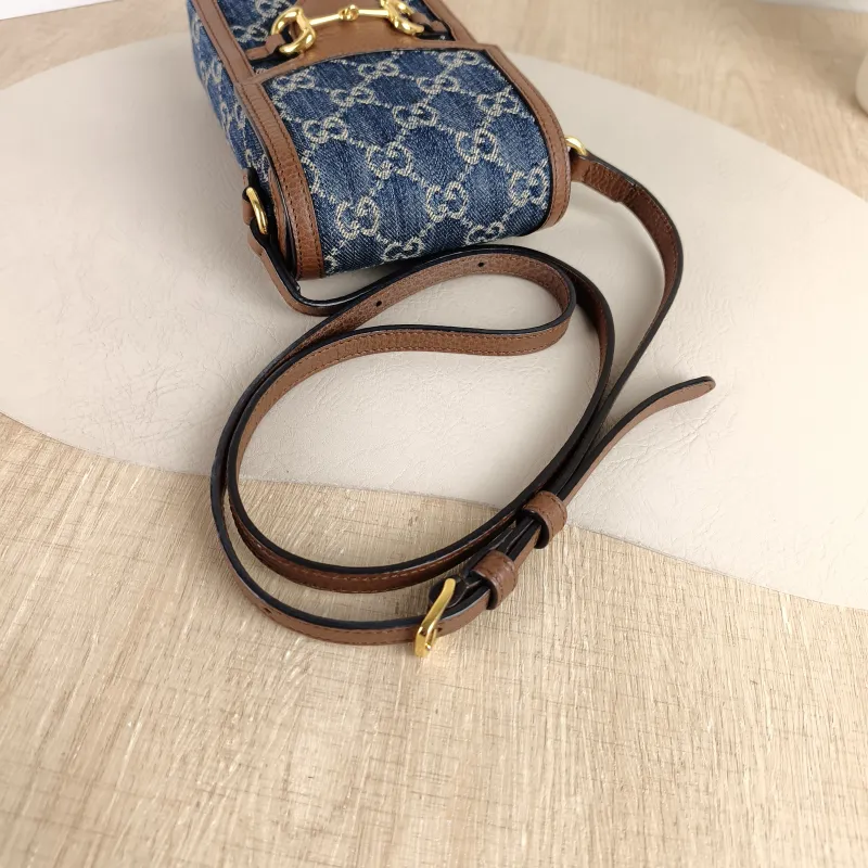 GUCCI Crossbody Bag Horsebit 1955Collection Mini Blue Brown · Calfskin Mini 11.5 × 4 × 17 cm — detail view 5 of 11