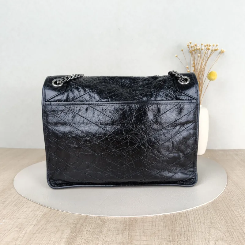 SAINT LAURENT Crossbody Bag Niki Black Waxed Leather Calfskin Large 32 × 9 × 23 cm — cover view 5 of 5