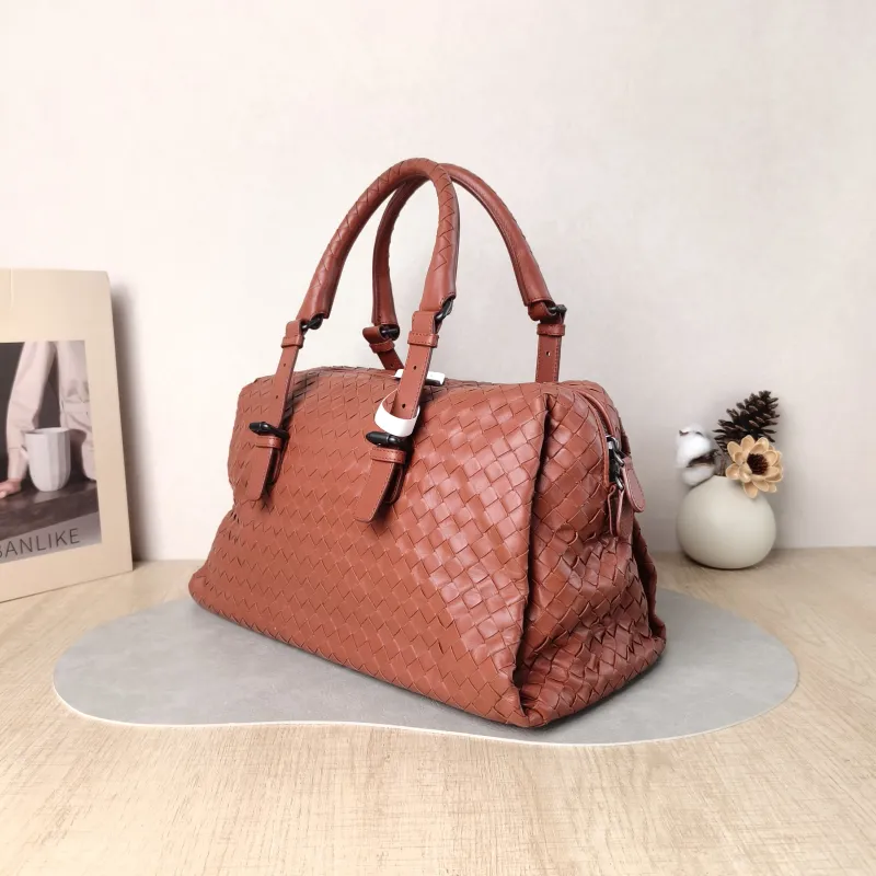 Bottega Veneta Top Handle Bag Woven Top Handle Bag Brown Calfskin One Size 34 × 16 × 20 cm — cover view 2 of 5