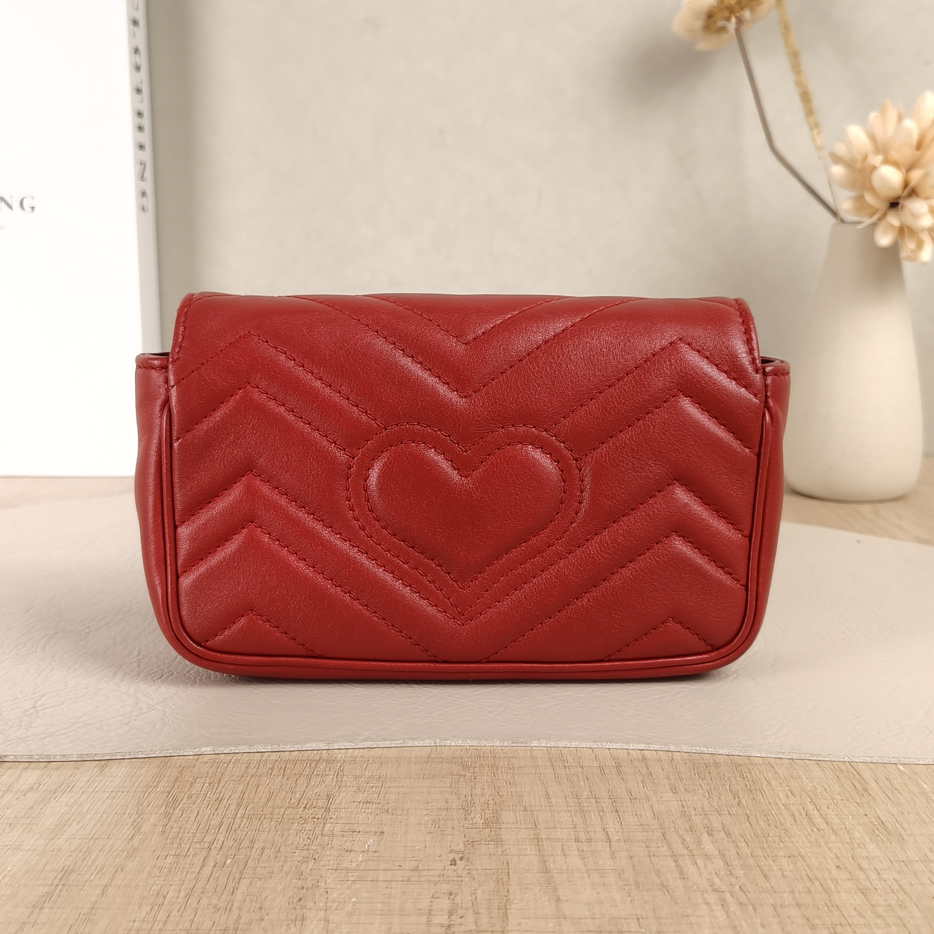 GUCCI Crossbody Bag GG Marmont Mini Marmont Mini Red Calfskinmini16.5 × 4.5 × 9.5 cm — cover view 5 of 6