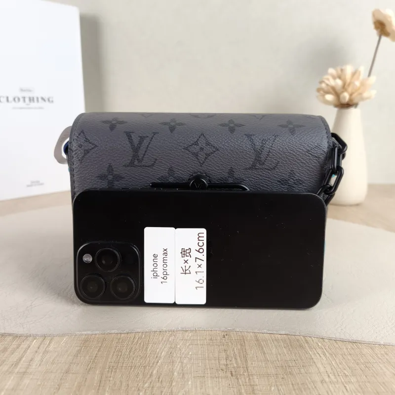 Louis Vuitton Crossbody Bag Steamer Box Grey · Blue PVC · Calfskin Mini 18 × 6.5 × 11 cm — cover view 5 of 5